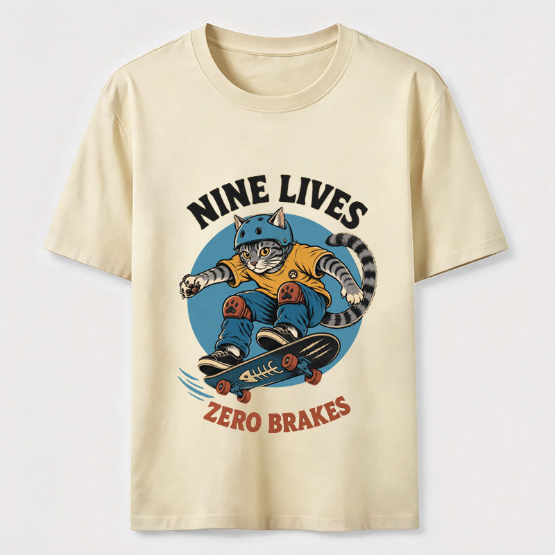 Nine Lives Zero Brakes Skateboarding Cat Classic T-Shirt