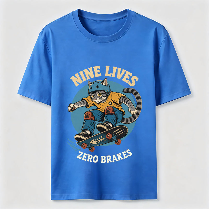 Nine Lives Zero Brakes Skateboarding Cat Classic T-Shirt