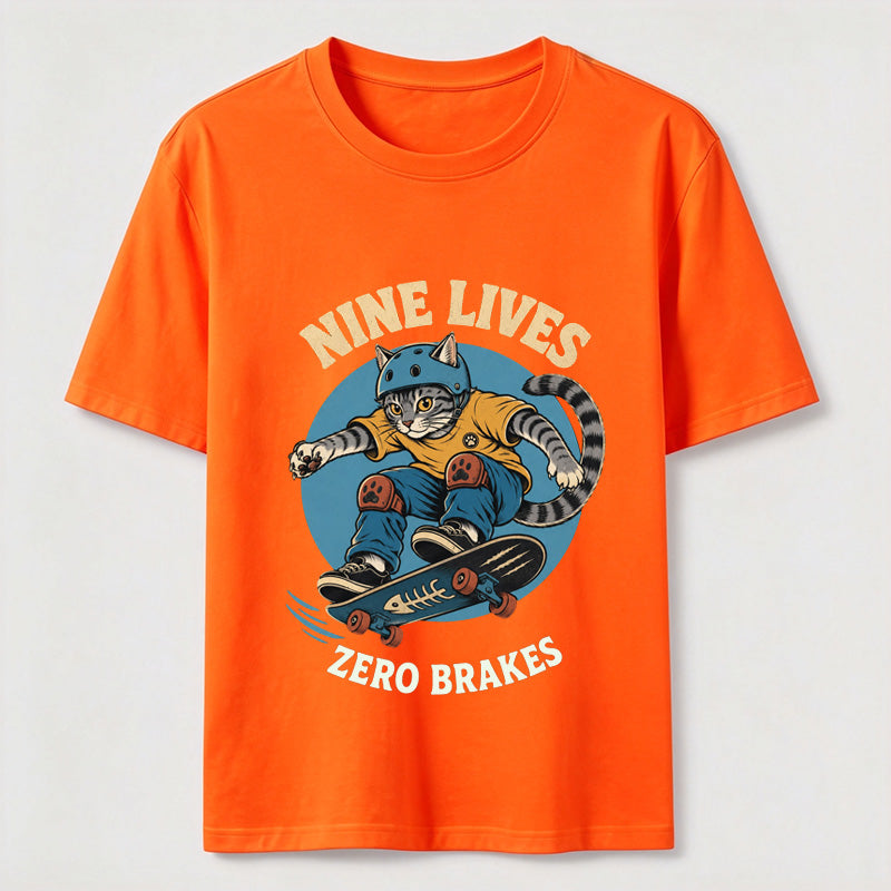 Nine Lives Zero Brakes Skateboarding Cat Classic T-Shirt
