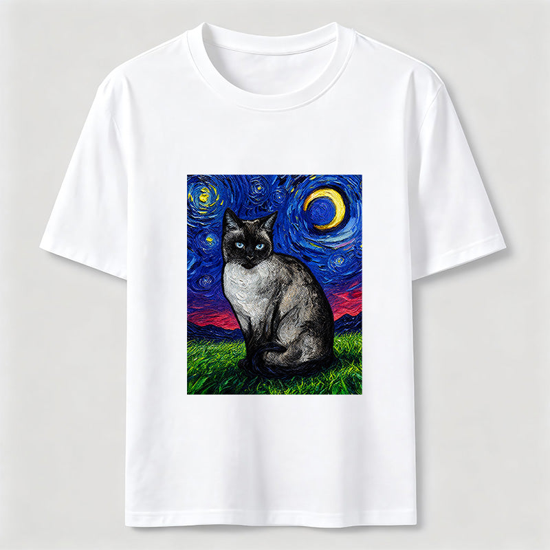 Starry Night Siamese Cat Classic T-Shirt