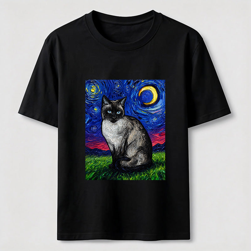 Starry Night Siamese Cat Classic T-Shirt