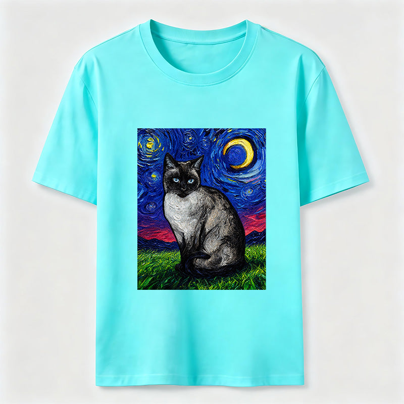 Starry Night Siamese Cat Classic T-Shirt