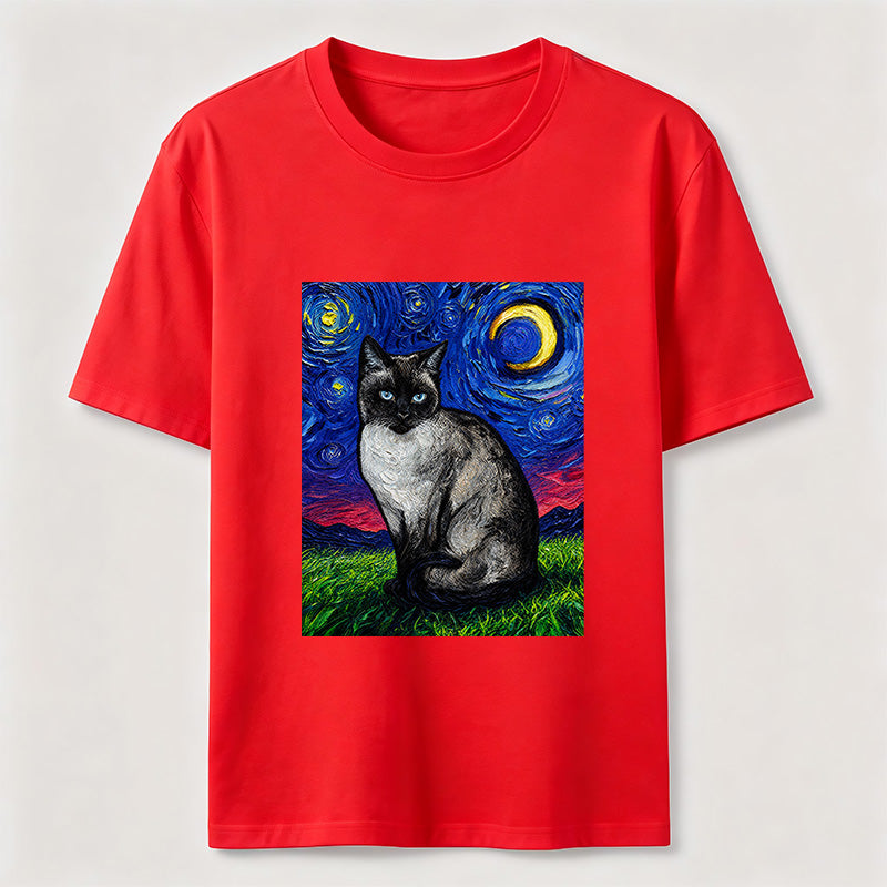Starry Night Siamese Cat Classic T-Shirt