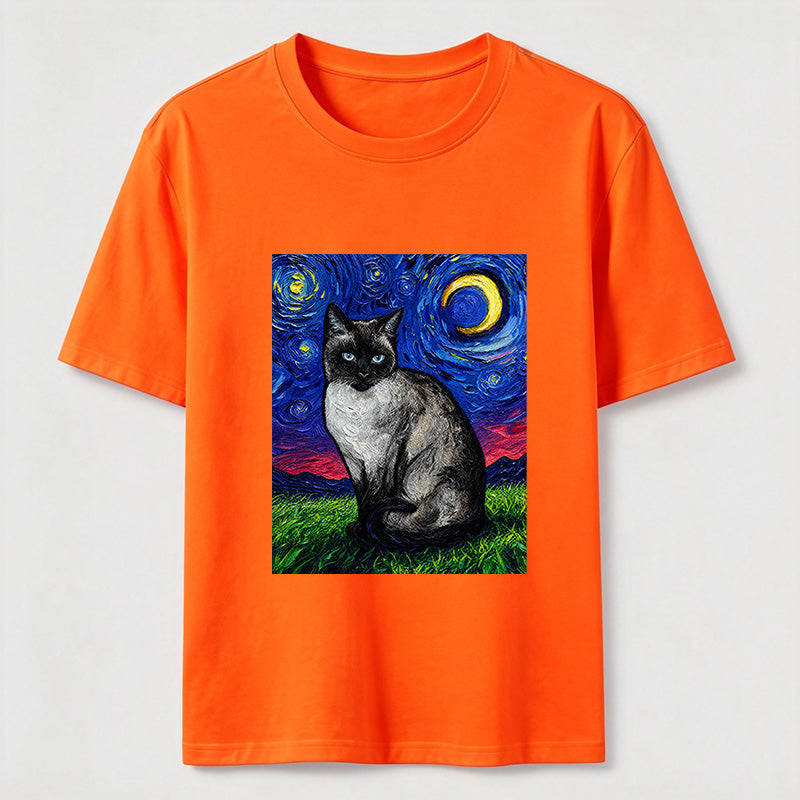 Starry Night Siamese Cat Classic T-Shirt