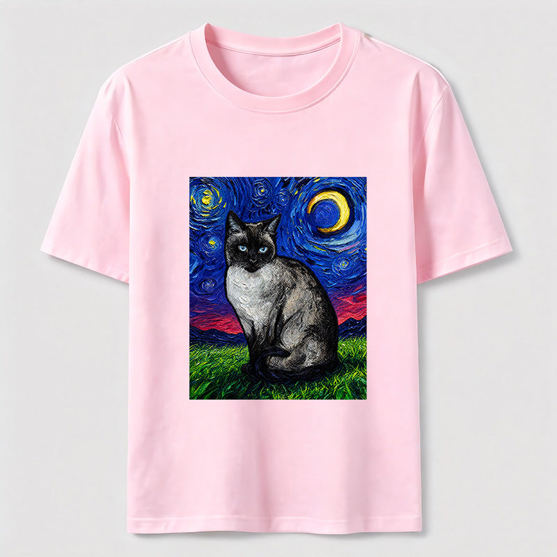 Starry Night Siamese Cat Classic T-Shirt