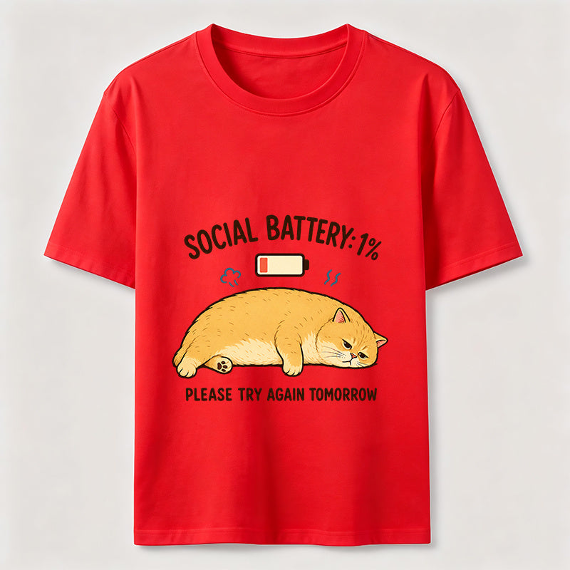 Social Battery Low Cat Classic T-Shirt