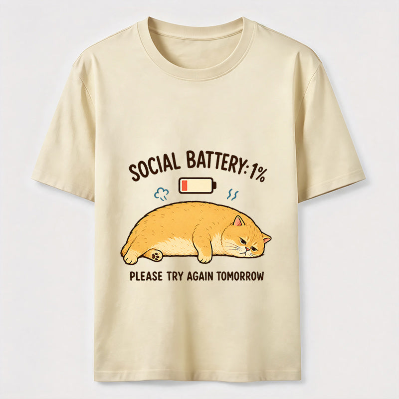 Social Battery Low Cat Classic T-Shirt