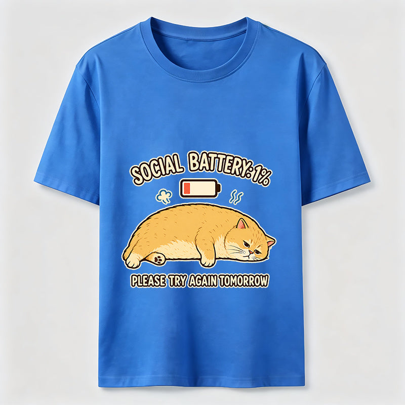 Social Battery Low Cat Classic T-Shirt