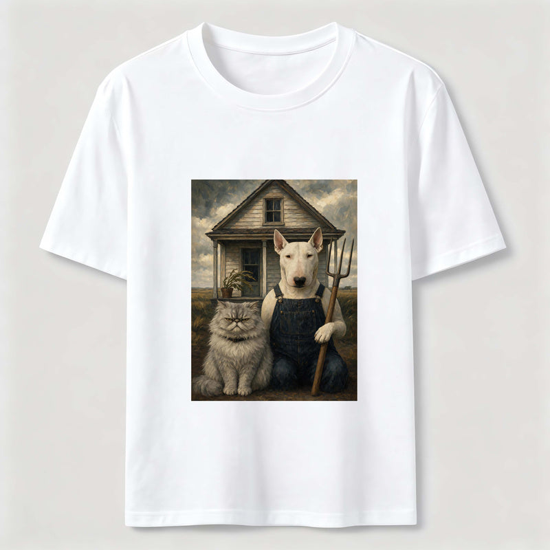 American Gothic Cat and Dog Classic T-Shirt