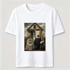 American Gothic Cat and Dog Classic T-Shirt