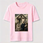 American Gothic Cat and Dog Classic T-Shirt