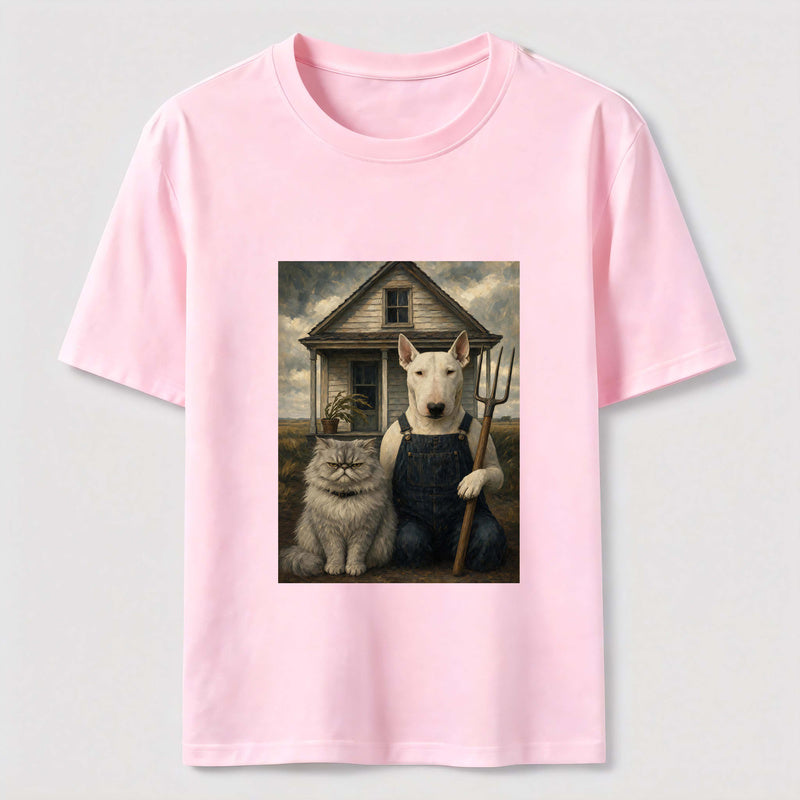 American Gothic Cat and Dog Classic T-Shirt