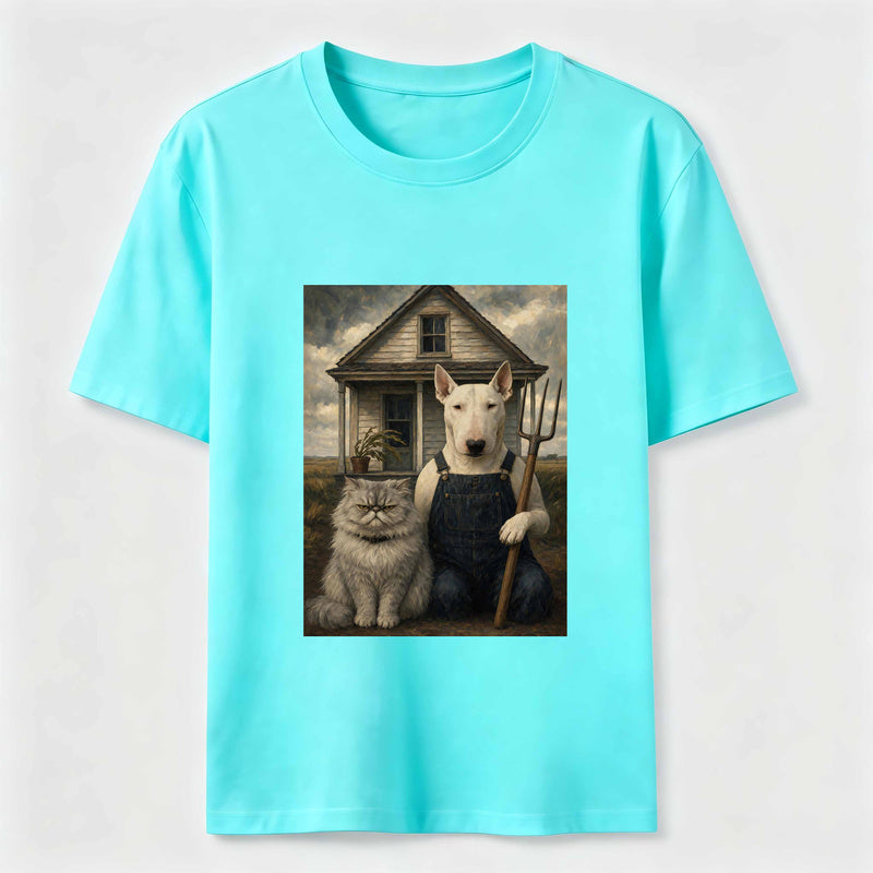 American Gothic Cat and Dog Classic T-Shirt