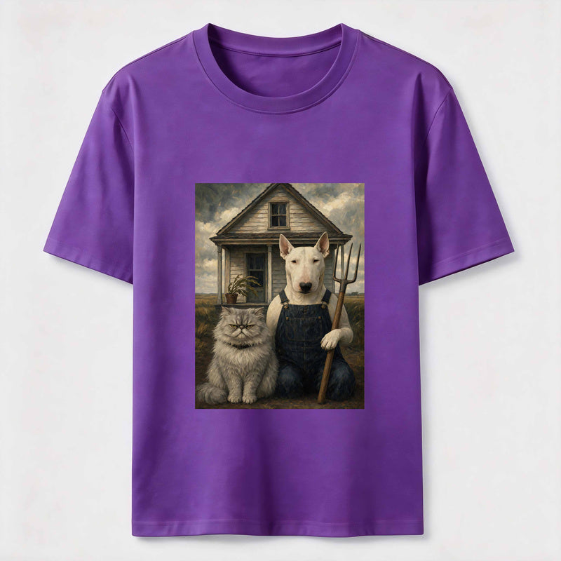 American Gothic Cat and Dog Classic T-Shirt