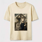 American Gothic Cat and Dog Classic T-Shirt