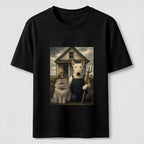 American Gothic Cat and Dog Classic T-Shirt