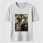 American Gothic Cat and Dog Classic T-Shirt