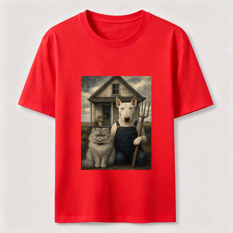 American Gothic Cat and Dog Classic T-Shirt