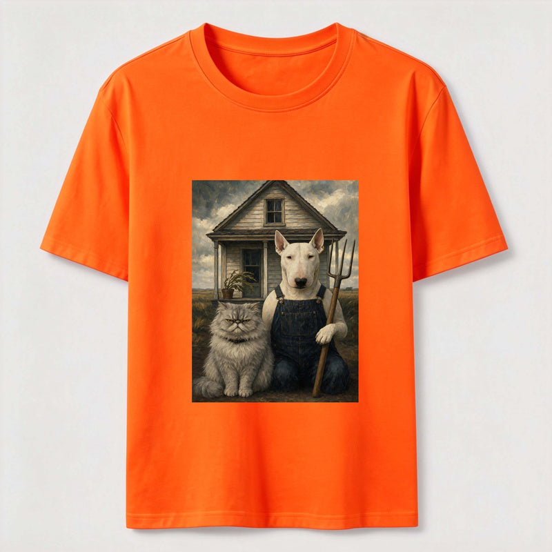 American Gothic Cat and Dog Classic T-Shirt