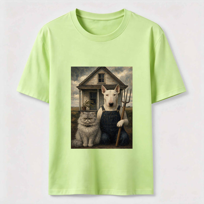 American Gothic Cat and Dog Classic T-Shirt