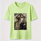 American Gothic Cat and Dog Classic T-Shirt