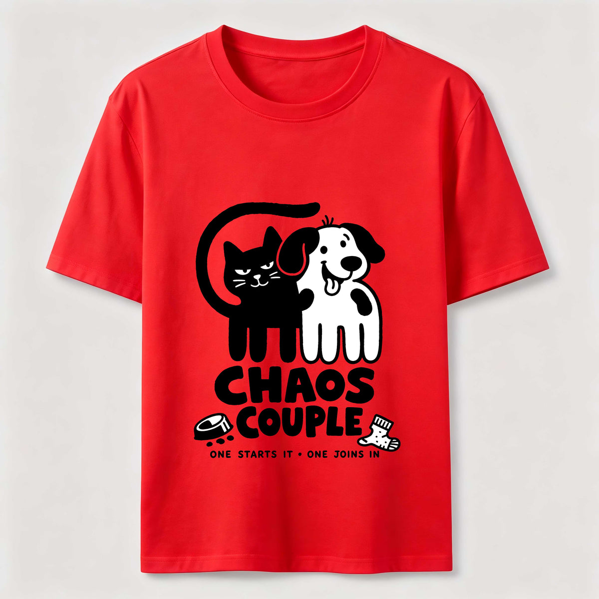 Chaos Couple Cat and Dog Classic T-Shirt