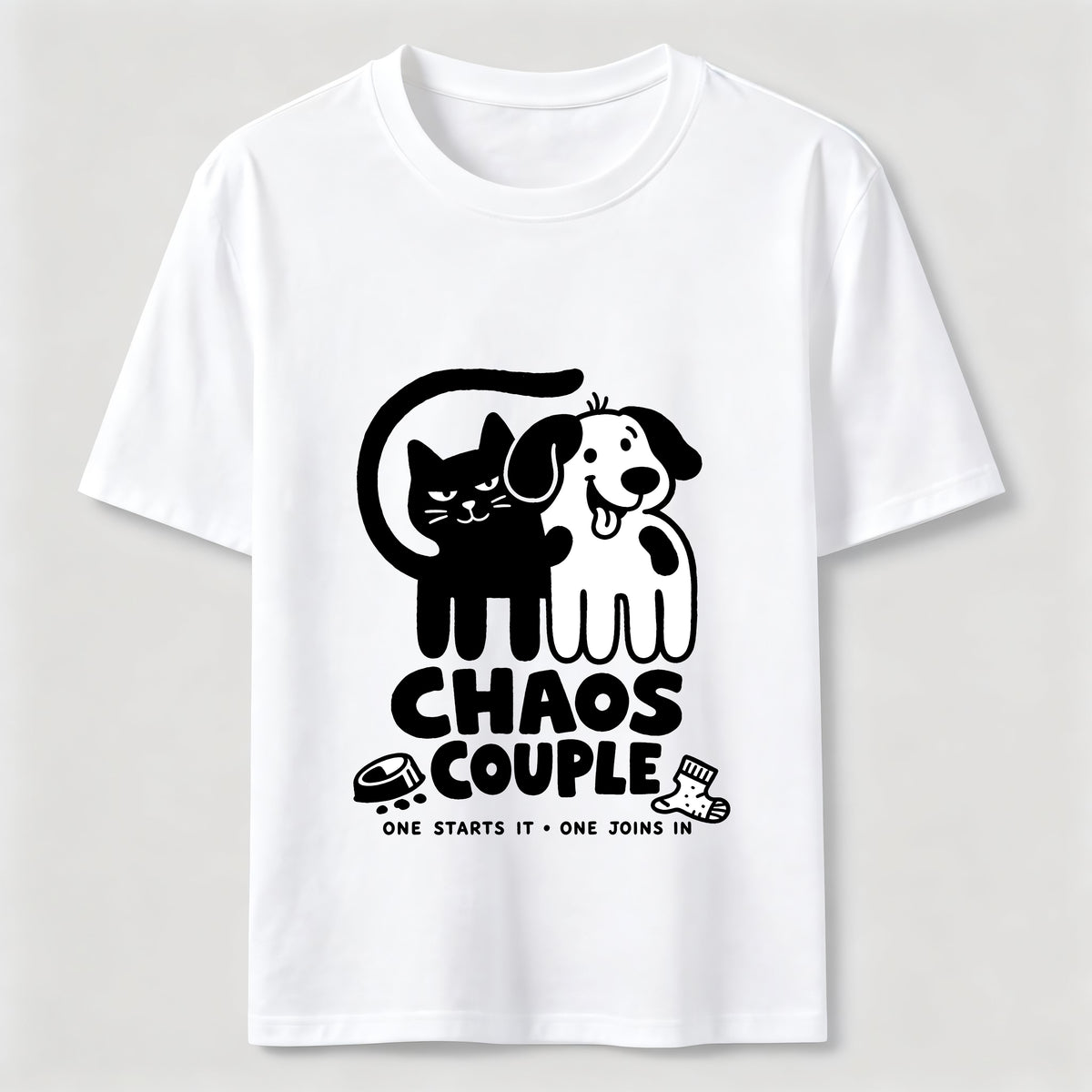 Chaos Couple Cat and Dog Classic T-Shirt