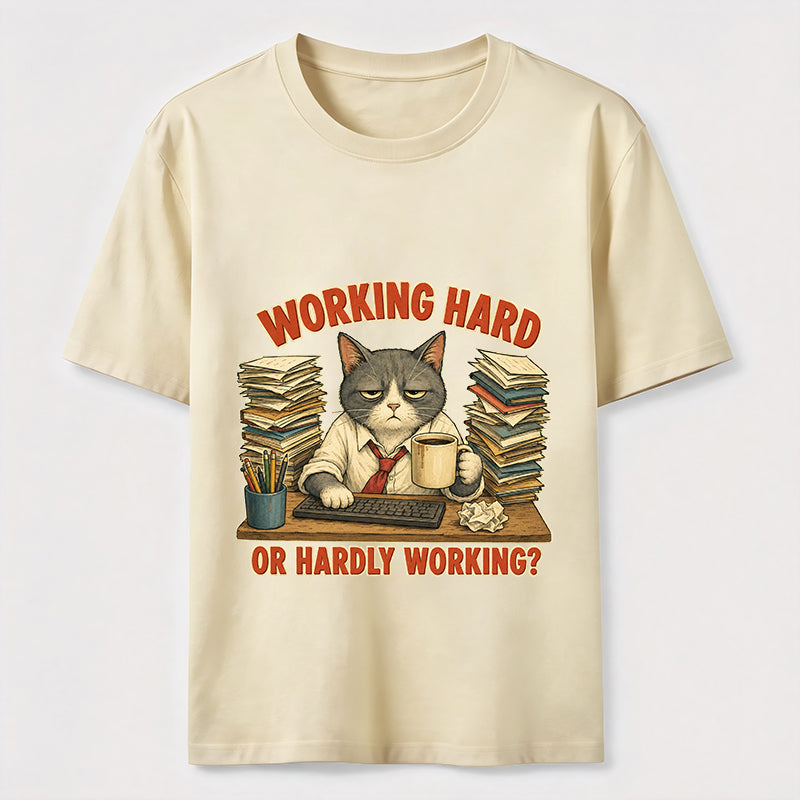Working Hard Hardly Working Cat Classic T-Shirt