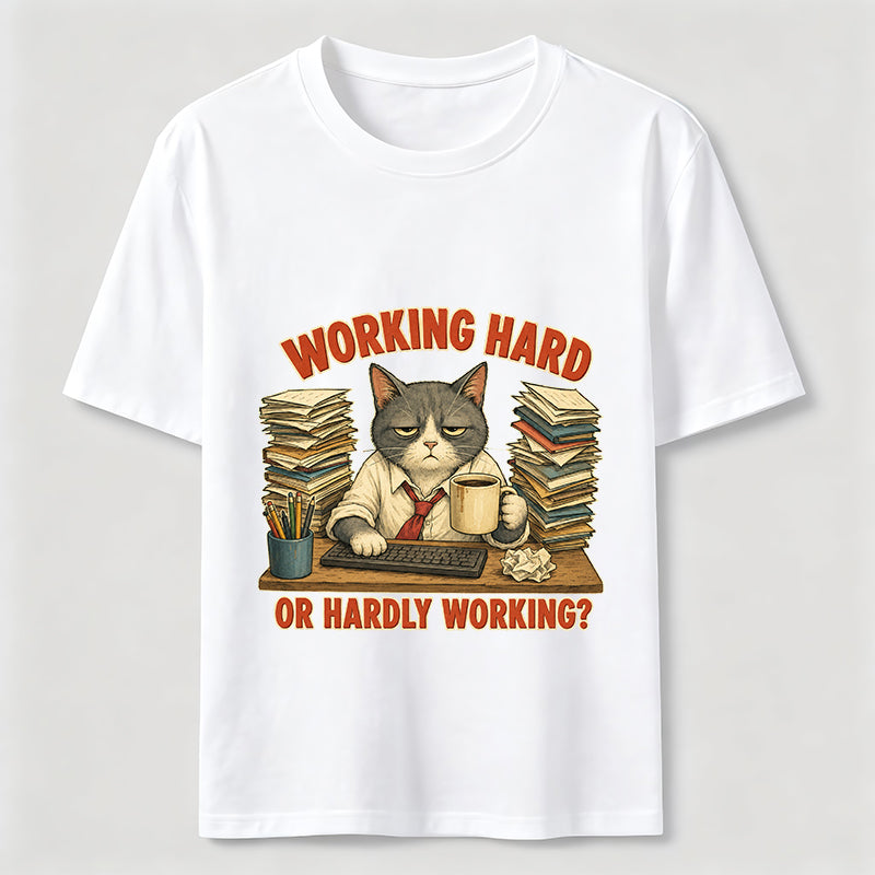 Working Hard Hardly Working Cat Classic T-Shirt
