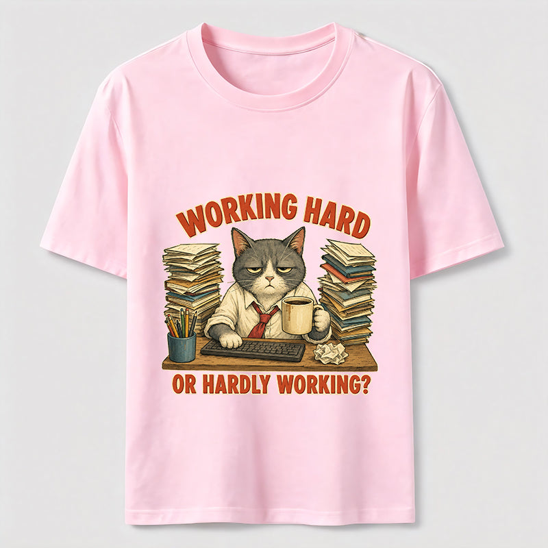 Working Hard Hardly Working Cat Classic T-Shirt