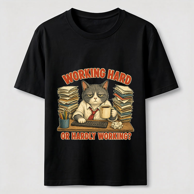 Working Hard Hardly Working Cat Classic T-Shirt