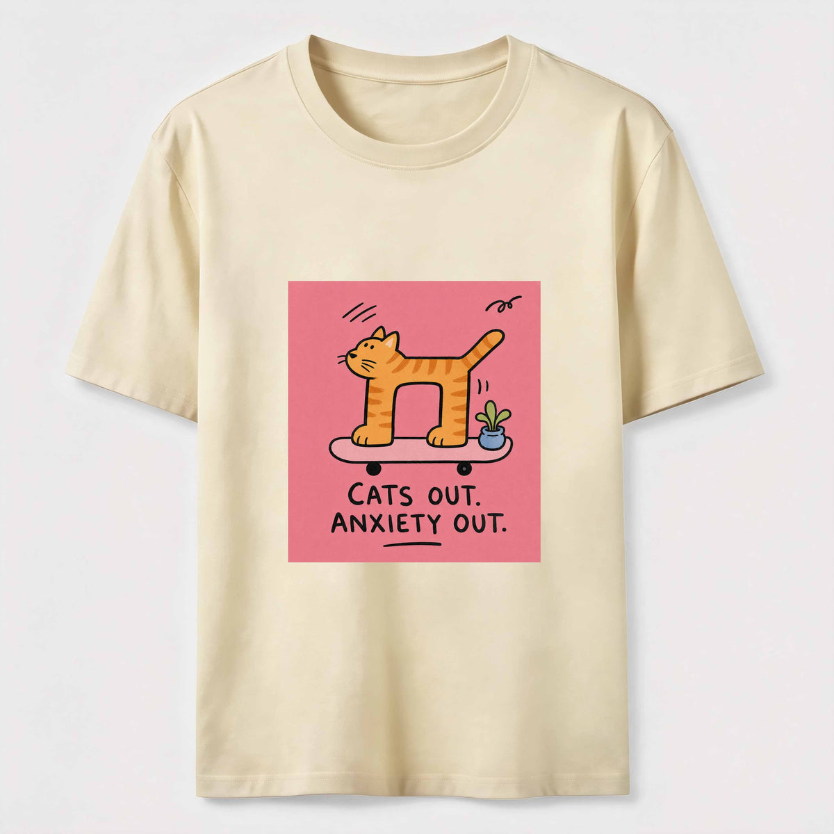 Cats Out Anxiety Out Skateboard Cat Classic T-Shirt