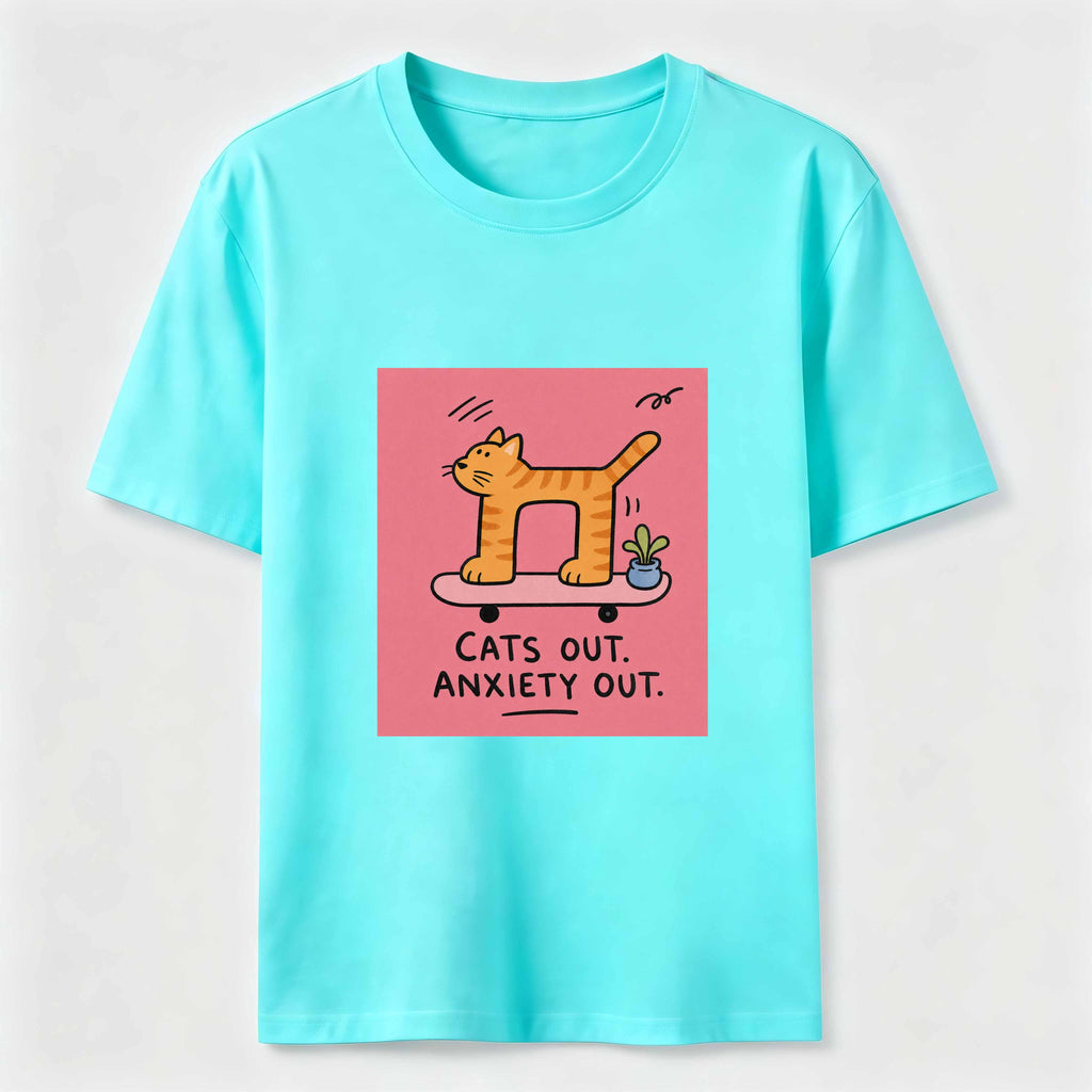Cats Out Anxiety Out Skateboard Cat Classic T-Shirt