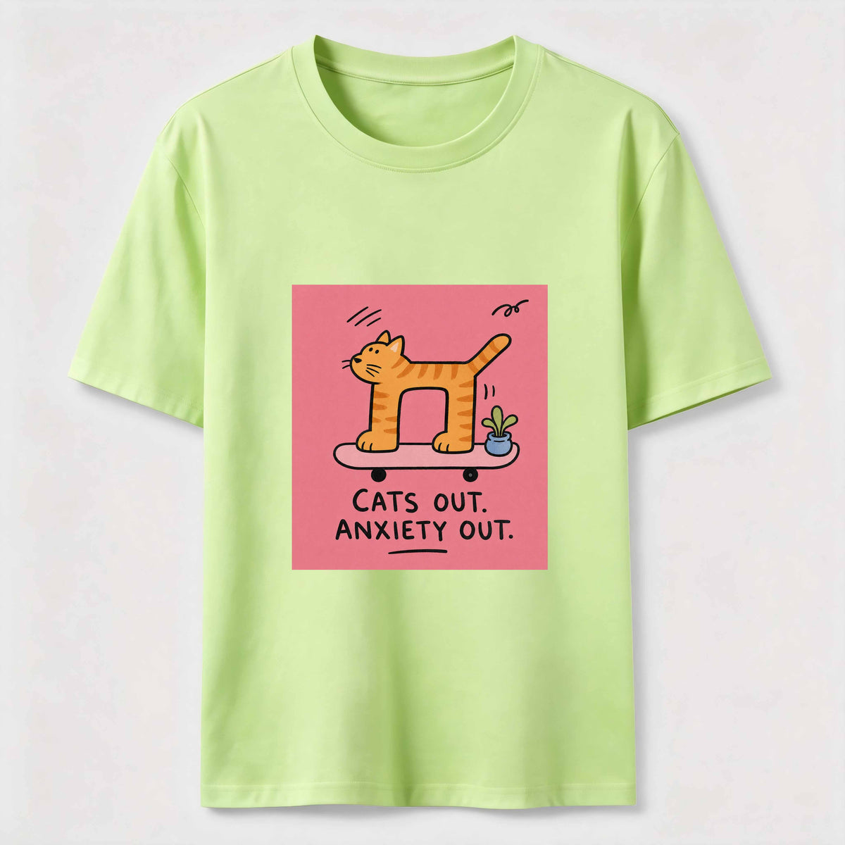 Cats Out Anxiety Out Skateboard Cat Classic T-Shirt