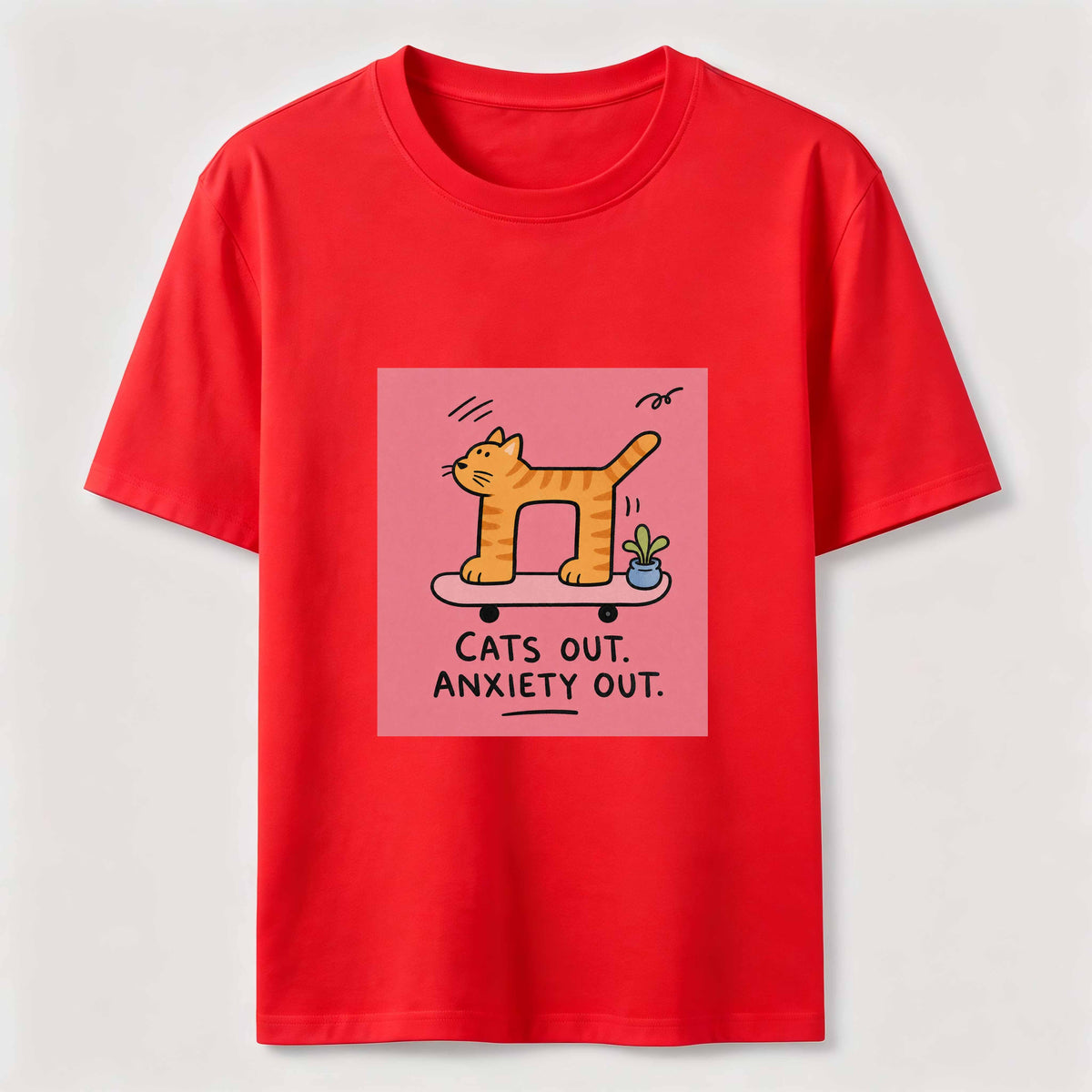 Cats Out Anxiety Out Skateboard Cat Classic T-Shirt