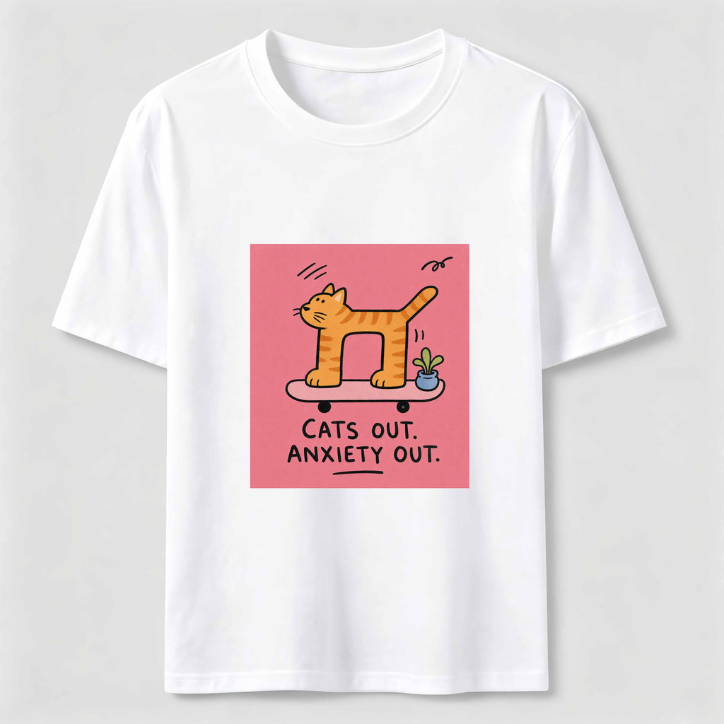 Cats Out Anxiety Out Skateboard Cat Classic T-Shirt