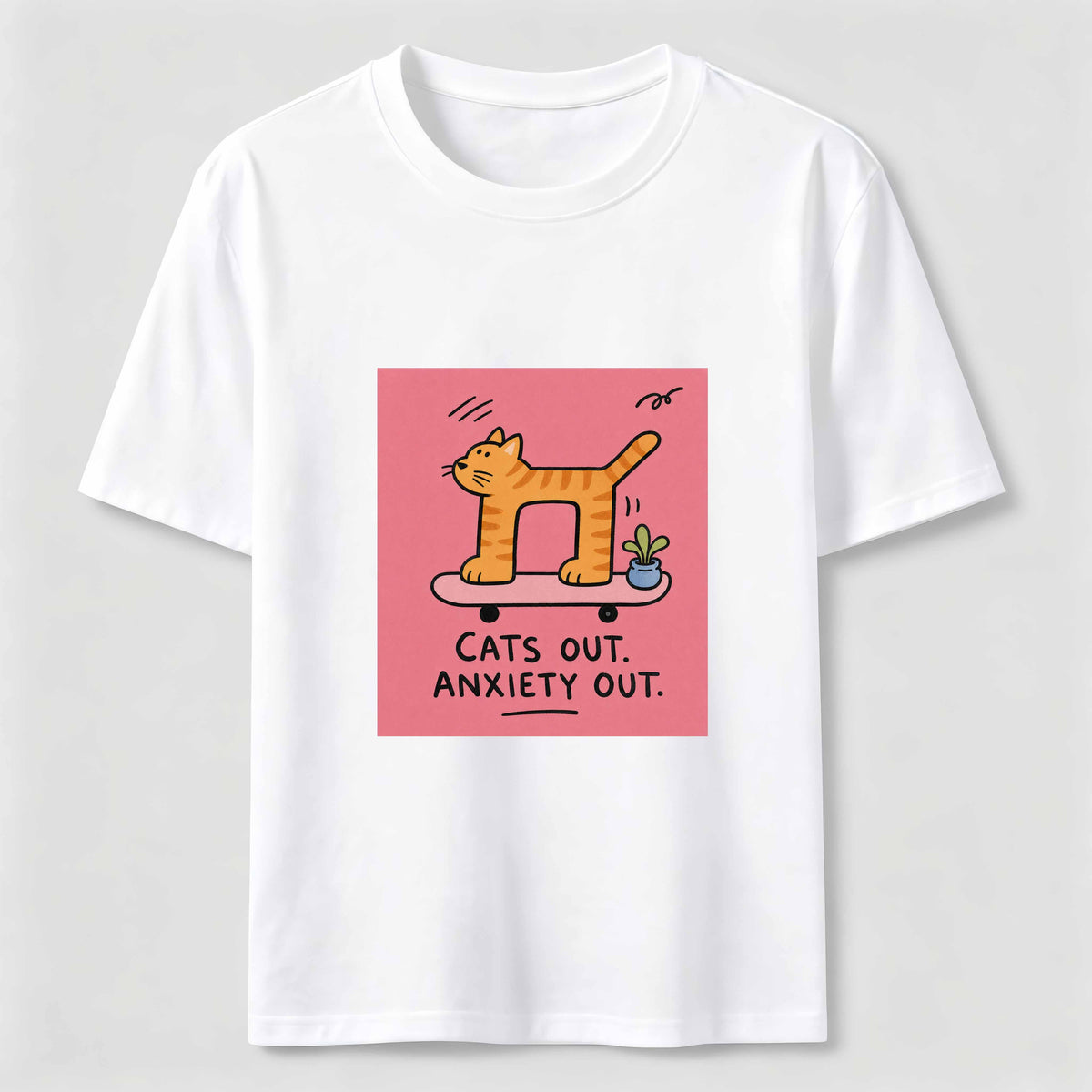 Cats Out Anxiety Out Skateboard Cat Classic T-Shirt
