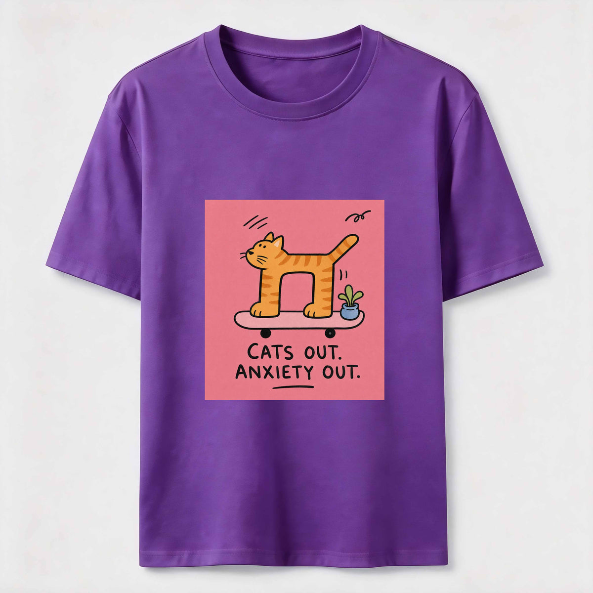 Cats Out Anxiety Out Skateboard Cat Classic T-Shirt