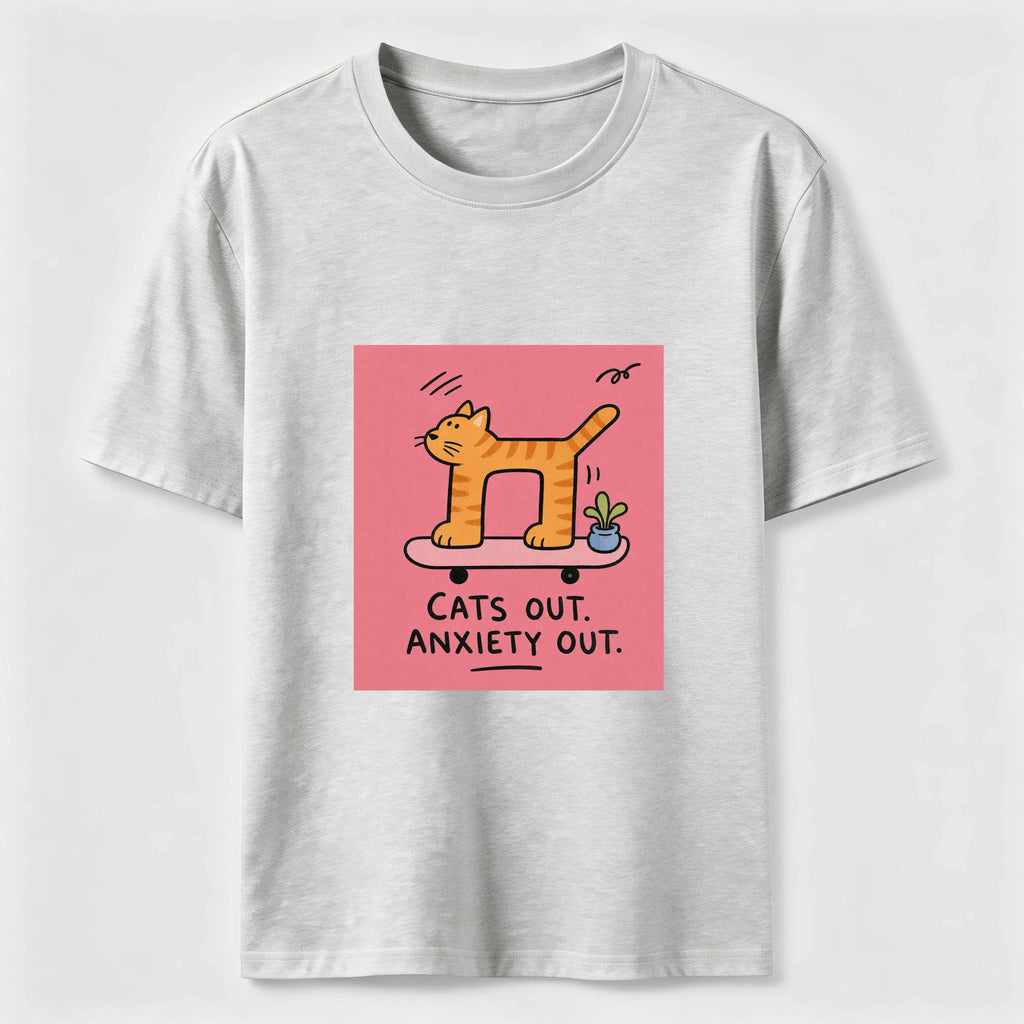 Cats Out Anxiety Out Skateboard Cat Classic T-Shirt