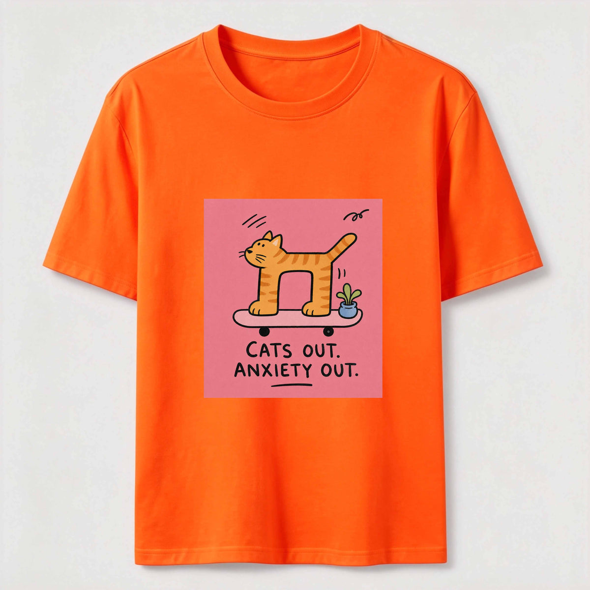 Cats Out Anxiety Out Skateboard Cat Classic T-Shirt