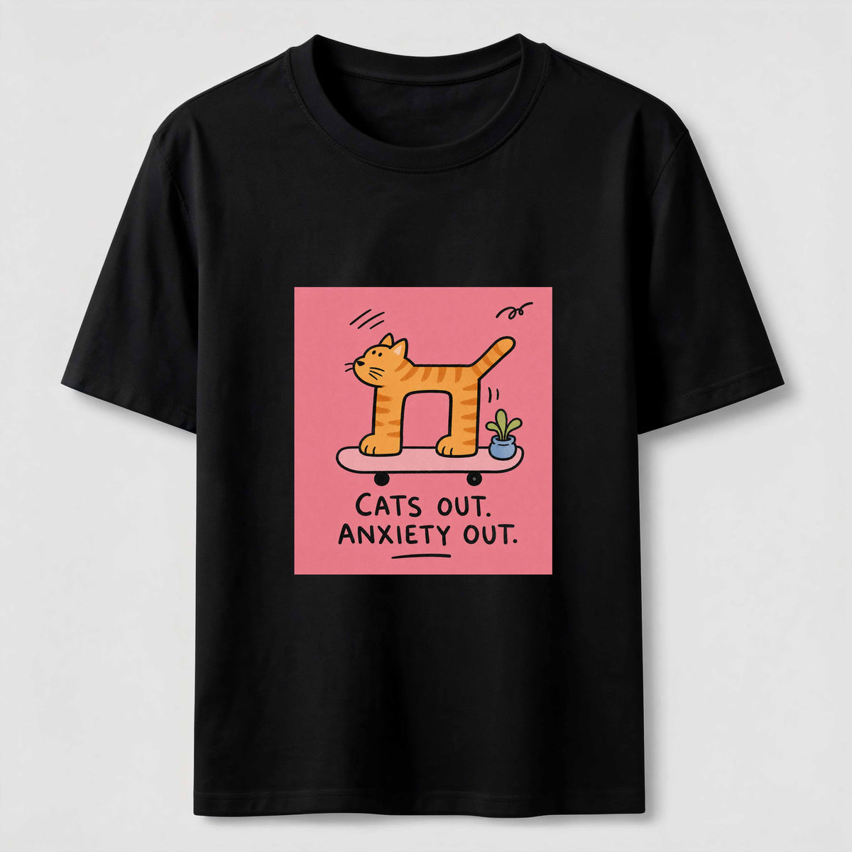 Cats Out Anxiety Out Skateboard Cat Classic T-Shirt