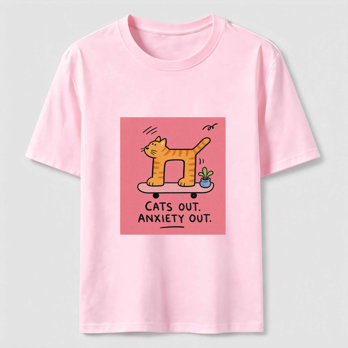 Cats Out Anxiety Out Skateboard Cat Classic T-Shirt