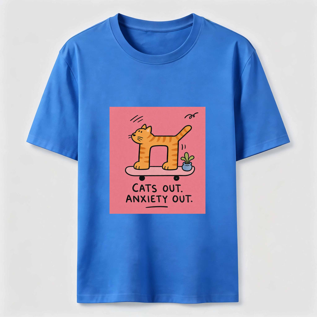 Cats Out Anxiety Out Skateboard Cat Classic T-Shirt