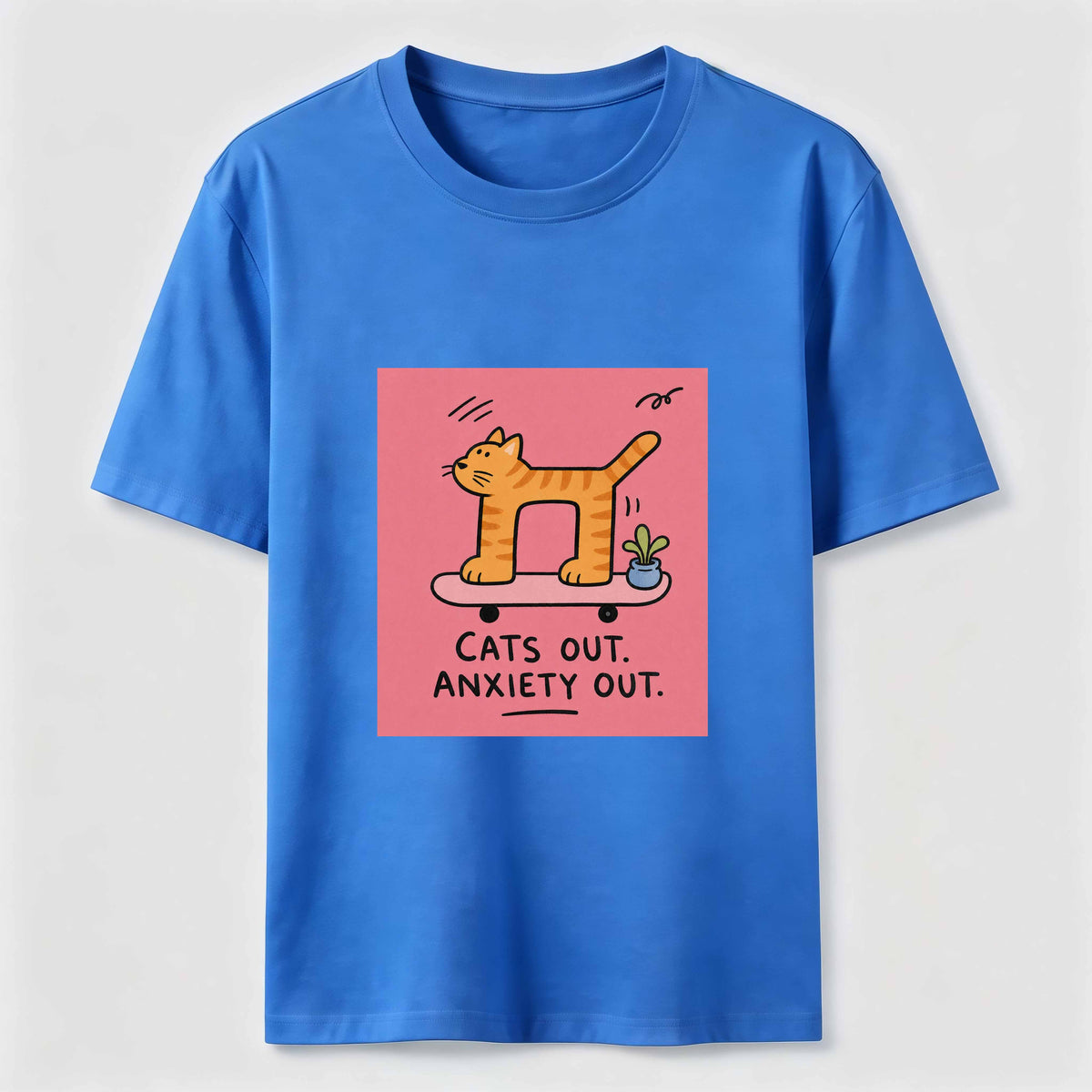 Cats Out Anxiety Out Skateboard Cat Classic T-Shirt