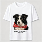 Born to Be Free Patriotic Border Collie T-Shirt