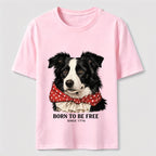 Born to Be Free Patriotic Border Collie T-Shirt