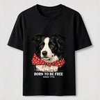 Born to Be Free Patriotic Border Collie T-Shirt