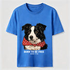 Born to Be Free Patriotic Border Collie T-Shirt