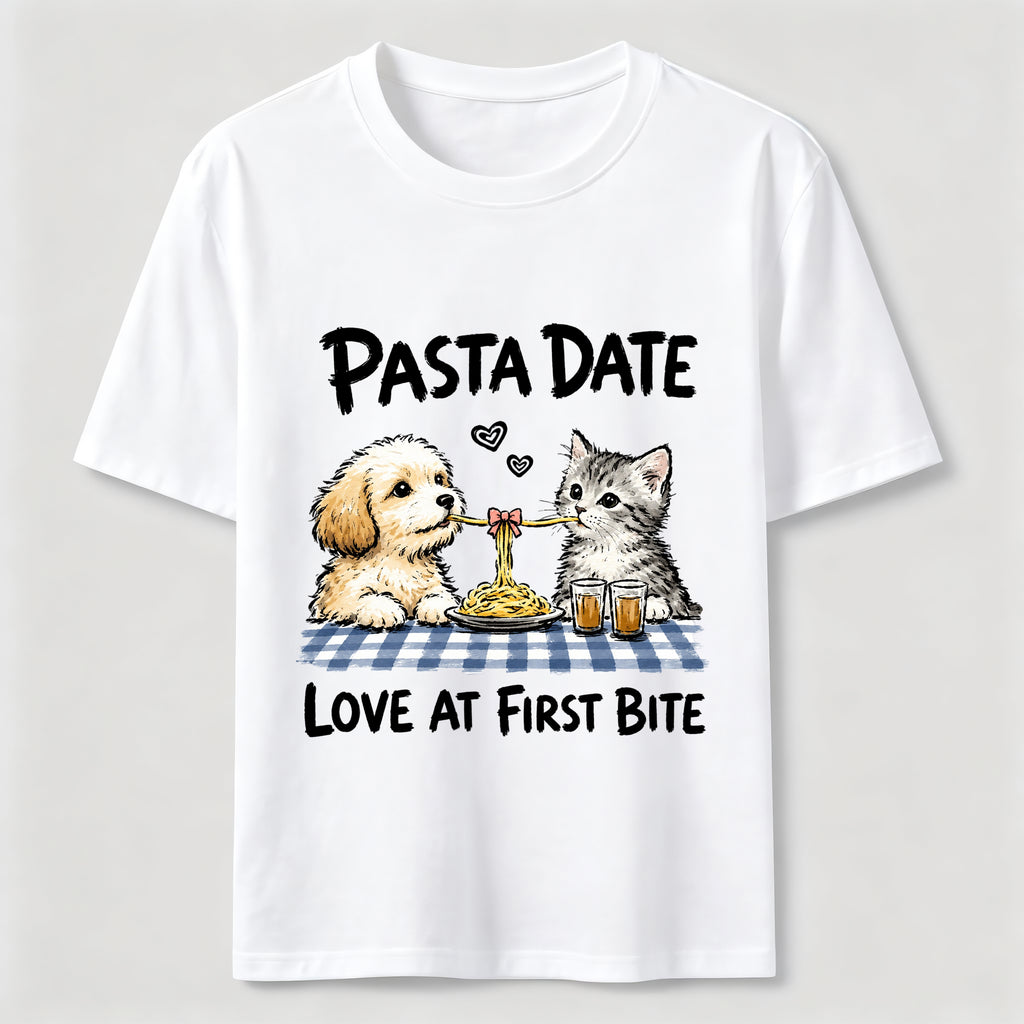 Pasta Date Love at First Bite Cat and Dog Classic T-Shirt