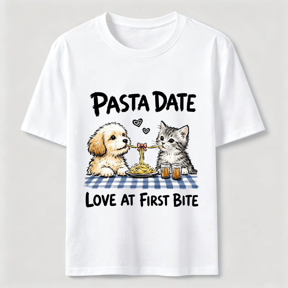Pasta Date Love at First Bite Cat and Dog Classic T-Shirt